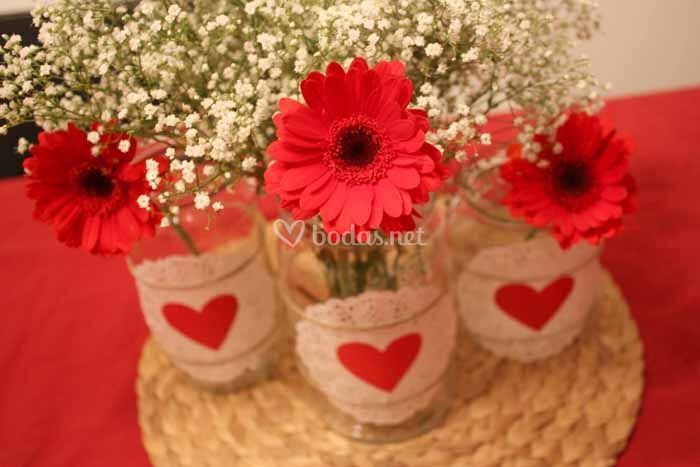 Centerpieces for a wedding on Valentine's day